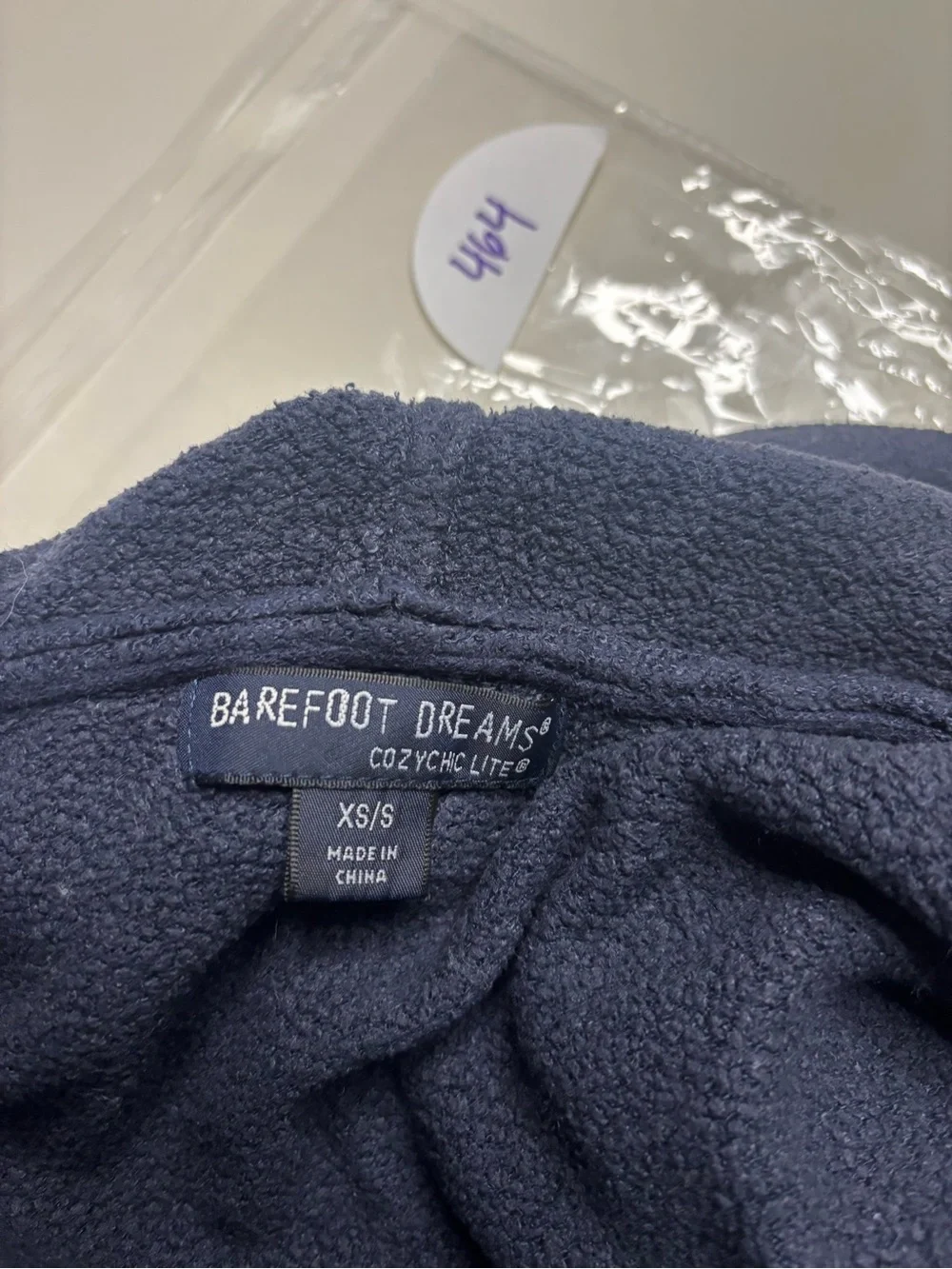 Barefoot Dreams Hooded CozyChic Navy Blue Grey Stripe Cardigan Size XS Small